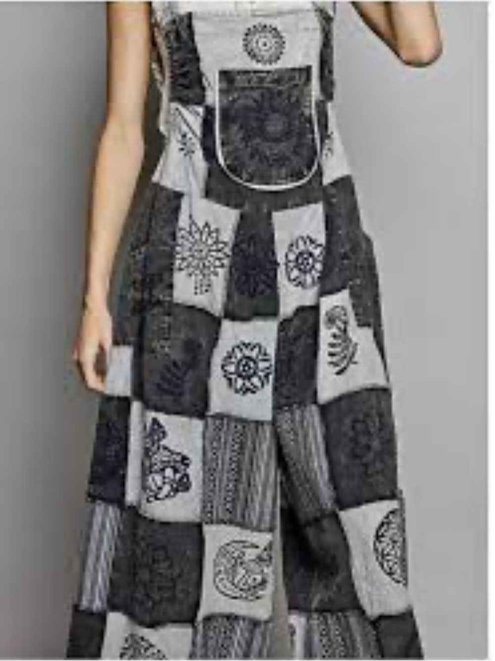New: POL “Stormy Meadow” Mixed Patchwork Wide Leg Jumper Overalls• Small - Picture 5 of 6
